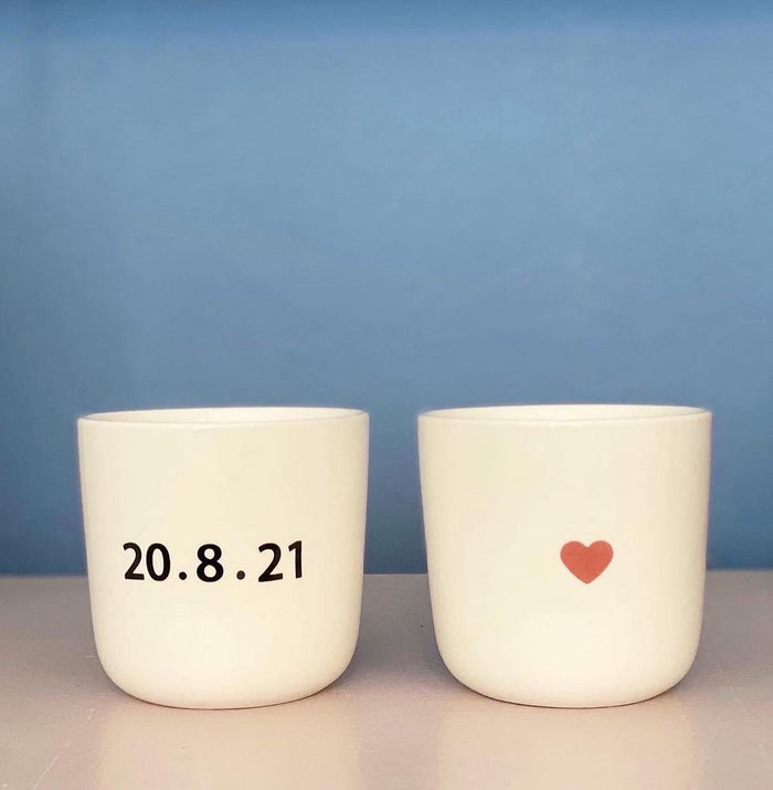 wedding cups - with date and heart