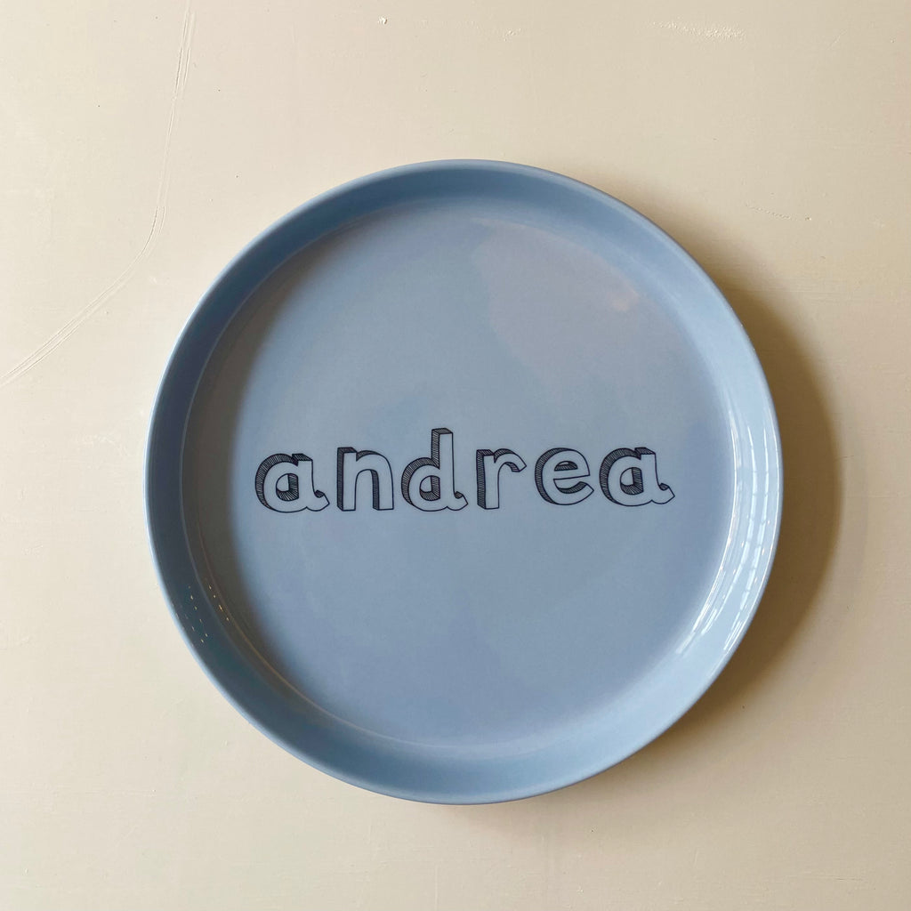 Plate with "family" letters