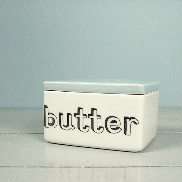 Butter Box med blå låg - Liebe porcelæn