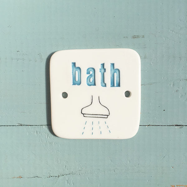 bath sign - blue